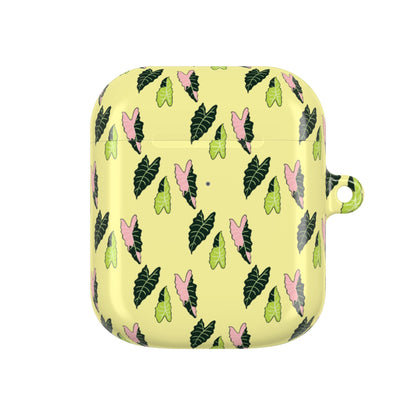 Alocasia Pattern Earbud Case – Slim Protective Cover With Carabiner