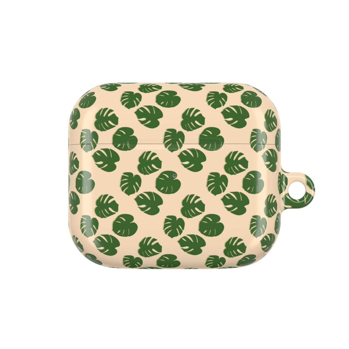 Monstera Pattern Earbud Case – Slim Protective Cover With Carabiner