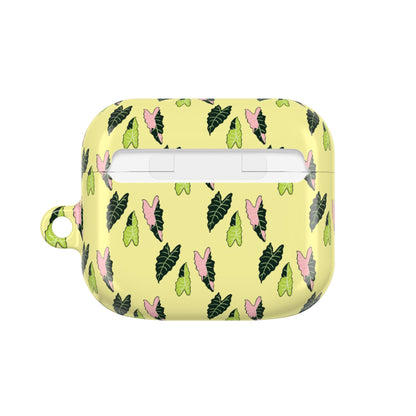 Alocasia Pattern Earbud Case – Slim Protective Cover With Carabiner