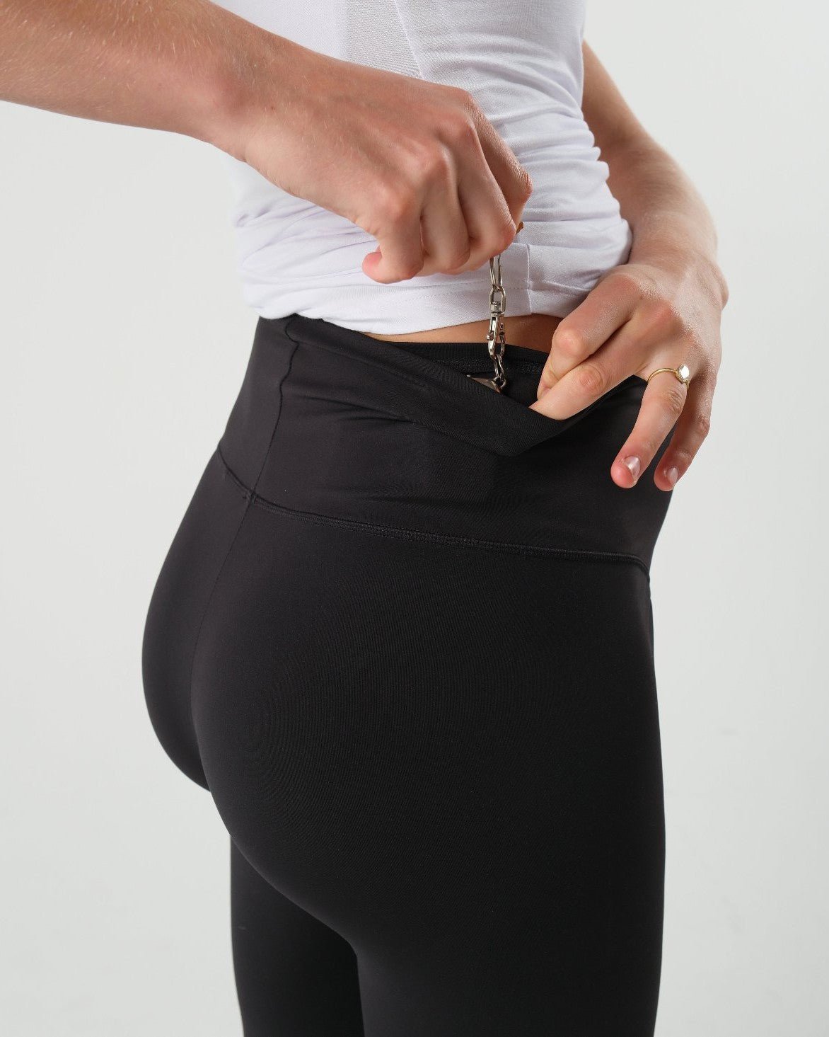 Black Maternity Eco Leggings w/ Concealed Pocket