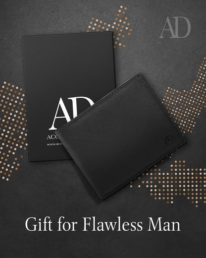 Genuine Leather Bifold Wallet – Flip-Up ID Window, RFID Blocking