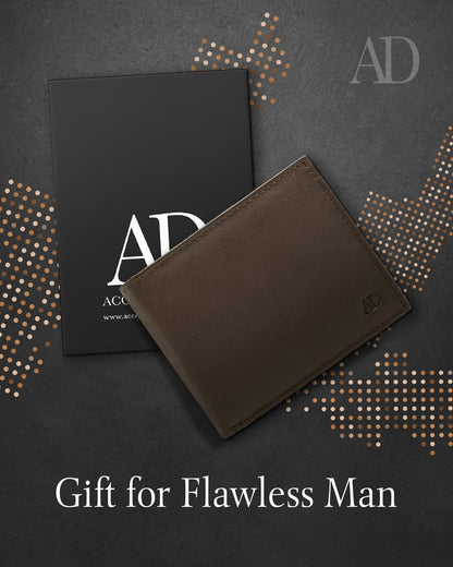 Genuine Leather Bifold Wallet – Flip-Up ID Window, RFID Blocking