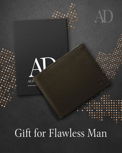 Genuine Leather Bifold Wallet – Flip-Up ID Window, RFID Blocking