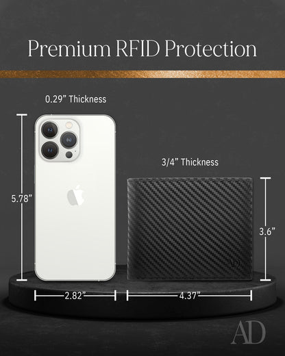 Genuine Leather Bifold Wallet – Flip-Up ID Window, RFID Blocking