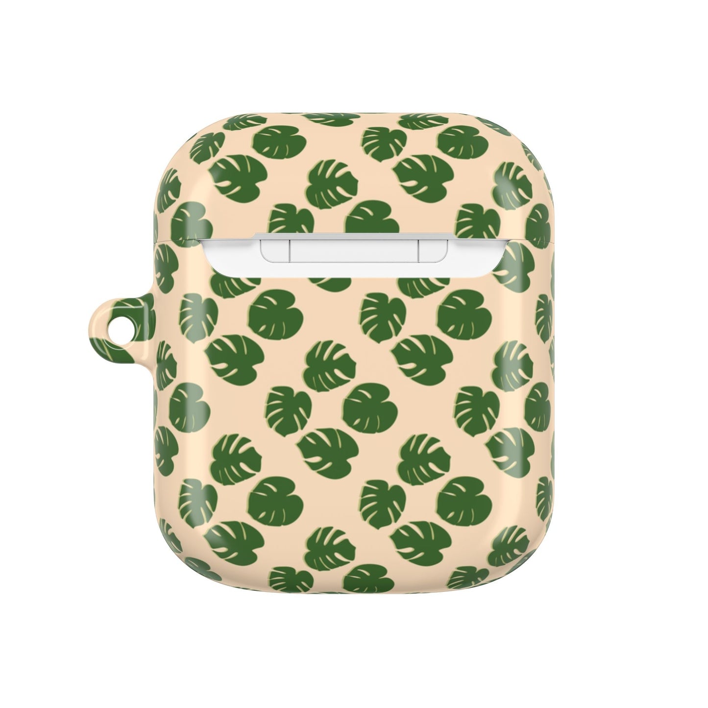 Monstera Pattern Earbud Case – Slim Protective Cover With Carabiner