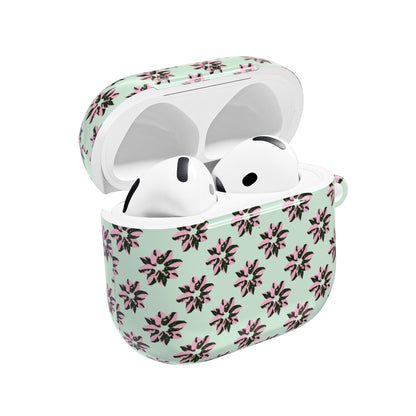Pink Princess Philodendron Pattern Earbud Case – Slim Protective Cover With Carabiner
