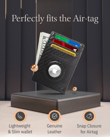 Leather AirTag Card Holder – Slim Wallet with Hidden Tracker Pocket