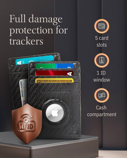 Leather AirTag Card Holder – Slim Wallet with Hidden Tracker Pocket