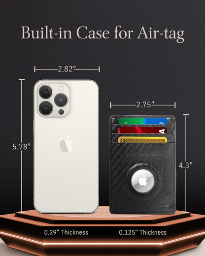 Leather AirTag Card Holder – Slim Wallet with Hidden Tracker Pocket