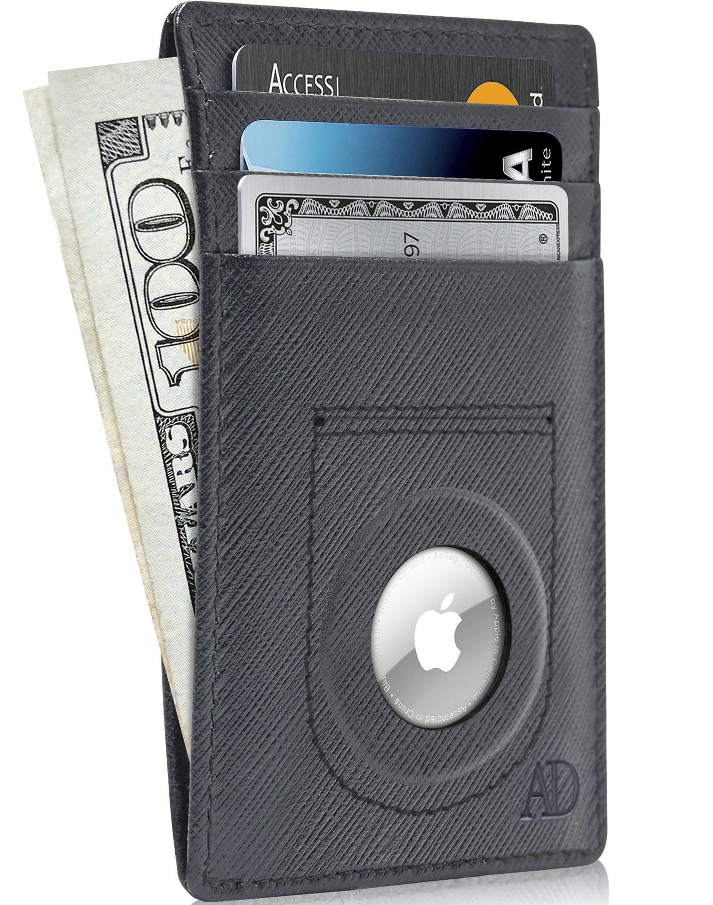 Leather AirTag Card Holder – Slim Wallet with Hidden Tracker Pocket