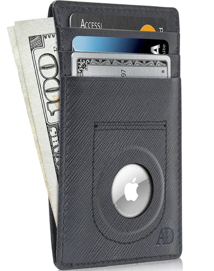 Leather AirTag Card Holder – Slim Wallet with Hidden Tracker Pocket