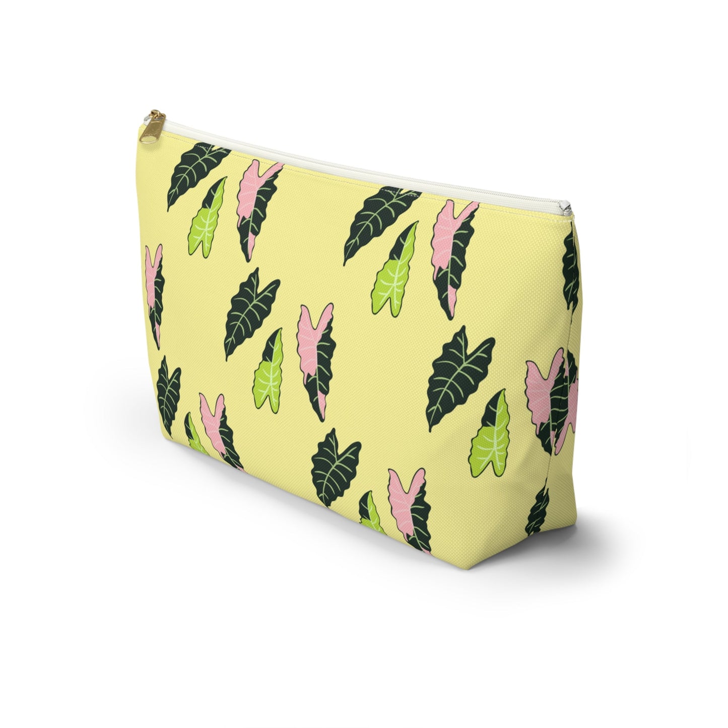 Alocasia Pattern Accessory Pouch – Zippered Catch-All With T-Bottom
