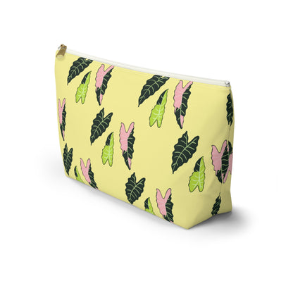 Alocasia Pattern Accessory Pouch – Zippered Catch-All With T-Bottom