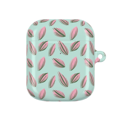 Tradescantia Nanouk Pattern Earbud Case – Slim Protective Cover With Carabiner