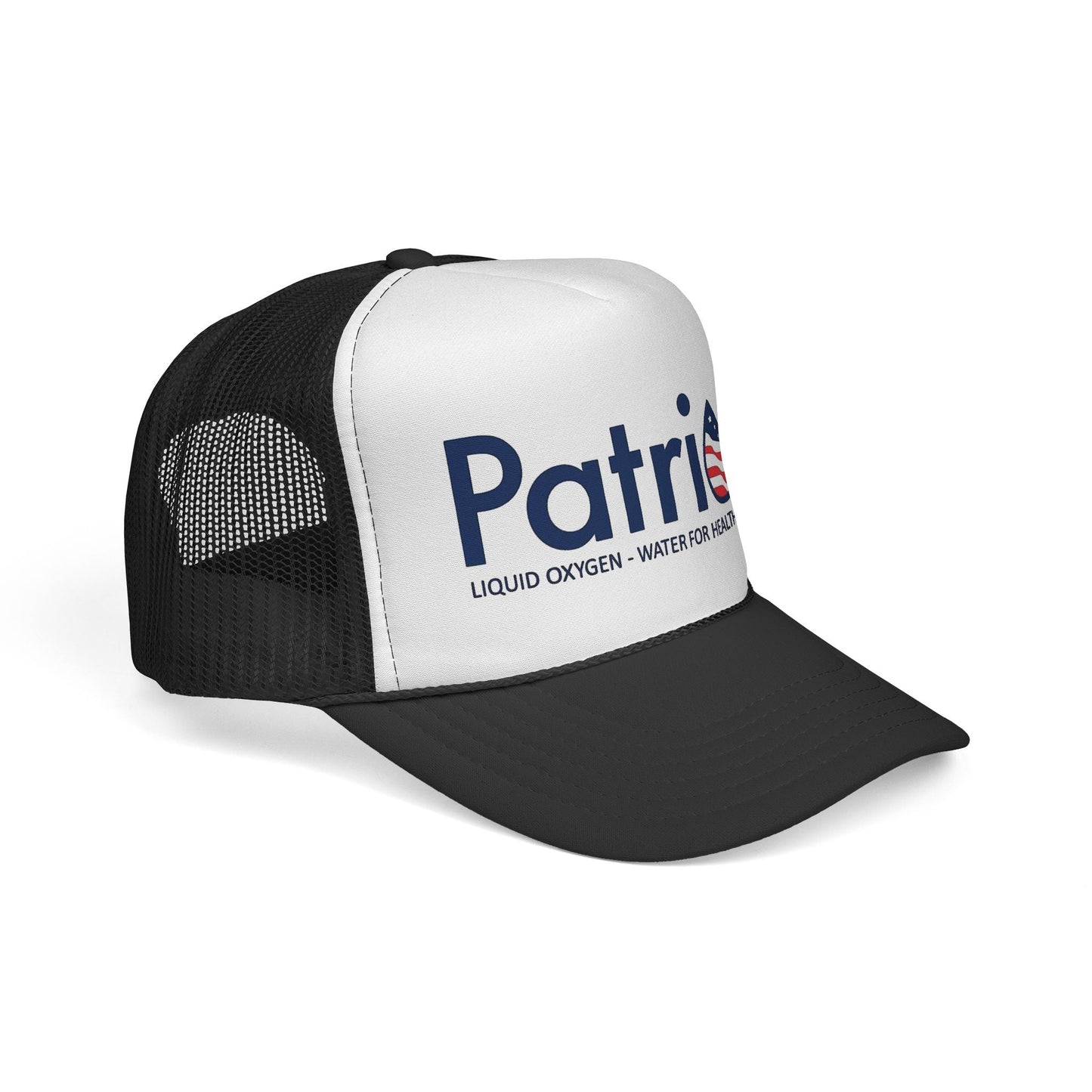 Patriox Trucker Hat — Patriotic Logo Mesh Cap ("Liquid Oxygen — Water for Health Freedom")