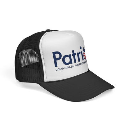 Patriox Trucker Hat — Patriotic Logo Mesh Cap ("Liquid Oxygen — Water for Health Freedom")