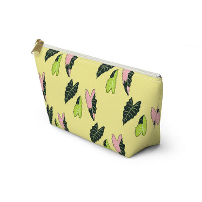 Alocasia Pattern Accessory Pouch – Zippered Catch-All With T-Bottom