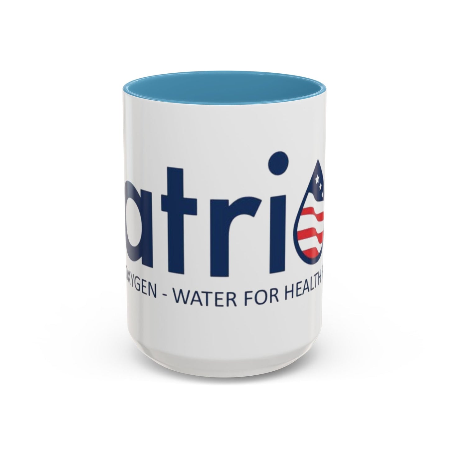 Patriox Accent Coffee Mug — American Flag Drop Logo, 'Water for Health Freedom'