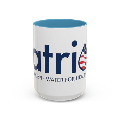 Patriox Accent Coffee Mug — American Flag Drop Logo, 'Water for Health Freedom'