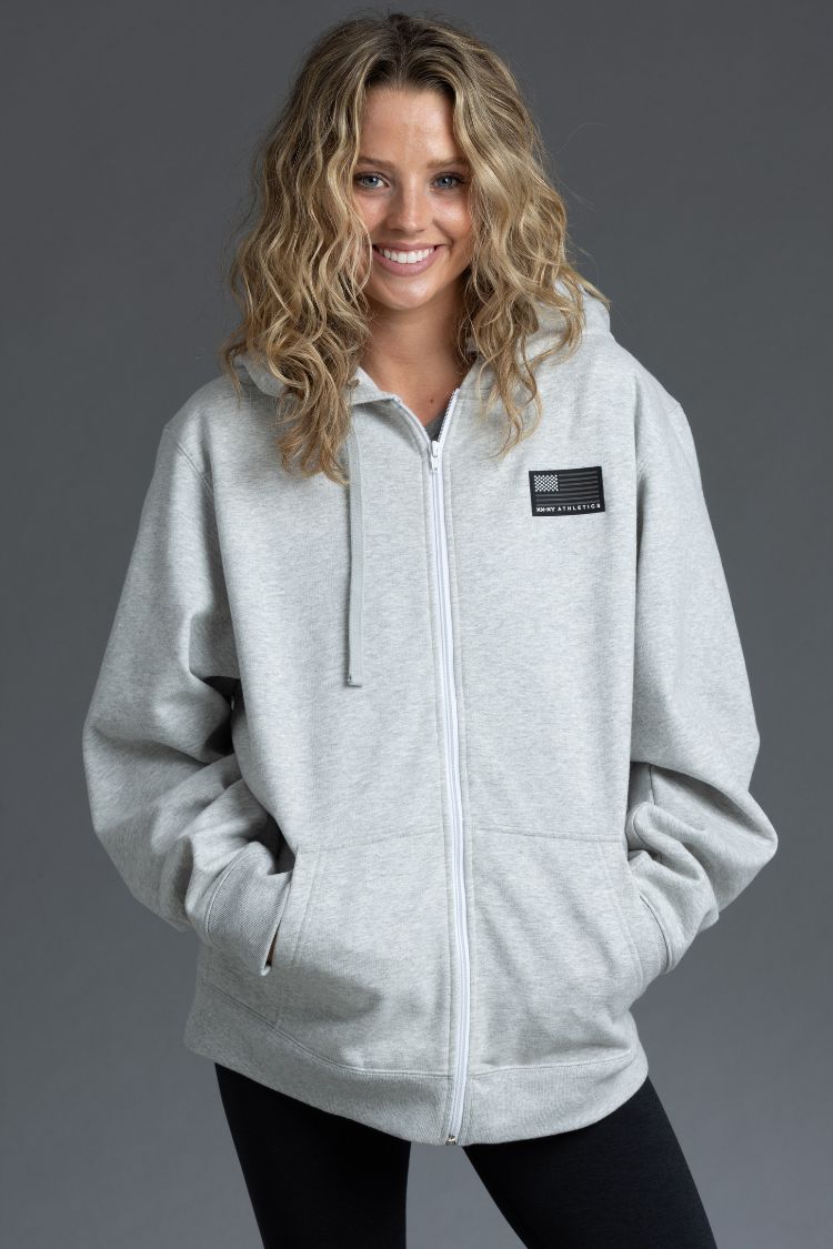 Boyfriend Fit Flag Full Zip Hoodie (XX)