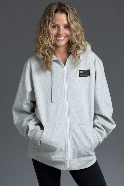 Boyfriend Fit Flag Full Zip Hoodie (XX)