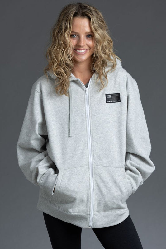 Boyfriend Fit Flag Full Zip Hoodie (XX)