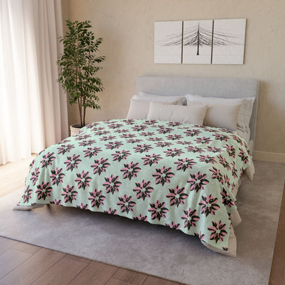 Pink Princess Philodendron Pattern Cozy Fleece Throw Blanket