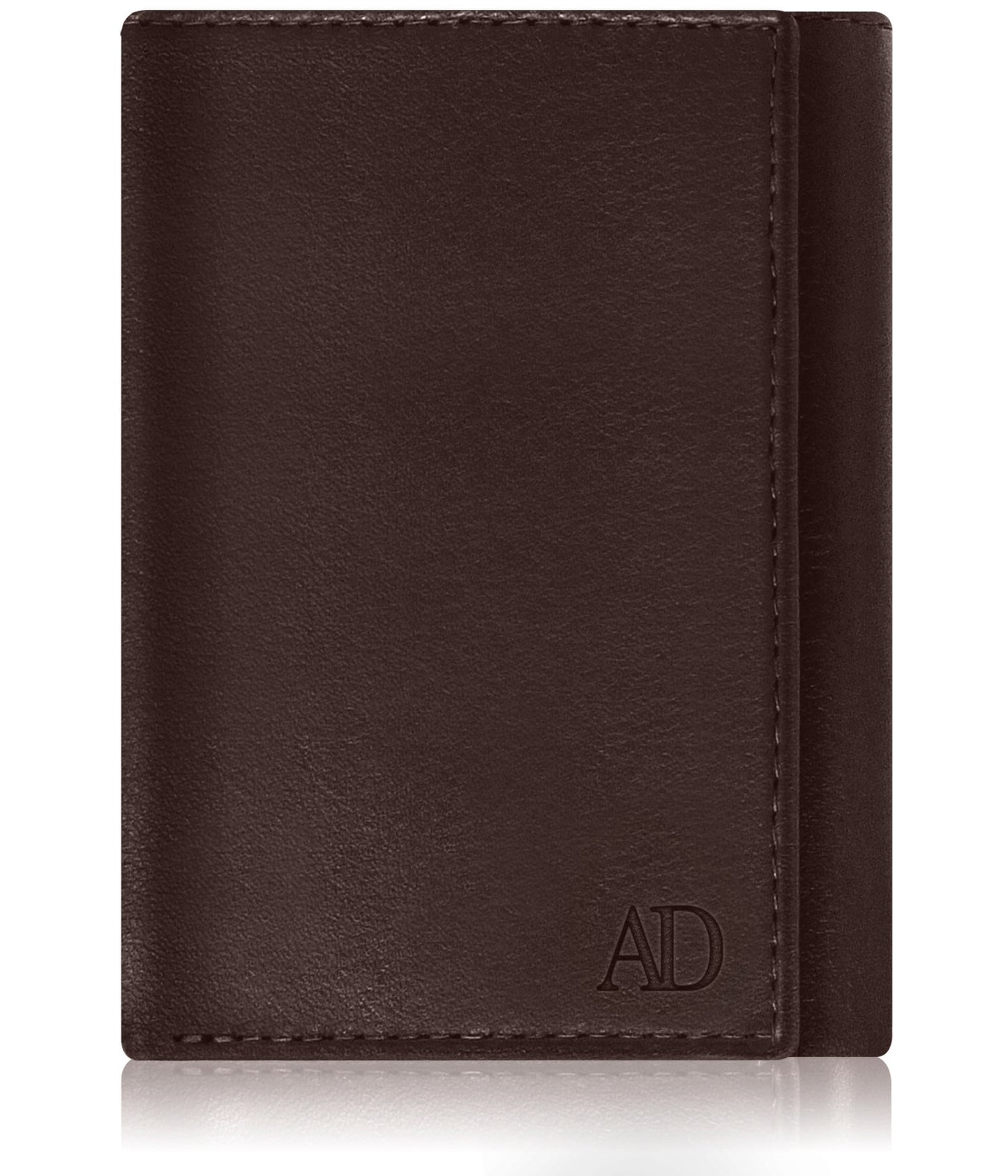 Genuine Leather Trifold Wallet – Flip-Up Dual ID Windows, RFID Blocking