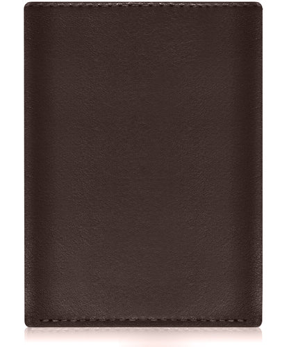 Genuine Leather Trifold Wallet – Flip-Up Dual ID Windows, RFID Blocking