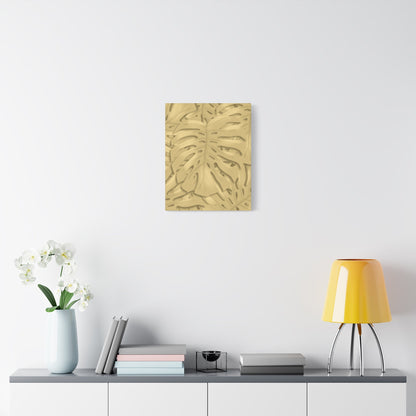 Golden Monstera Canvas Print – Botanical Wall Art