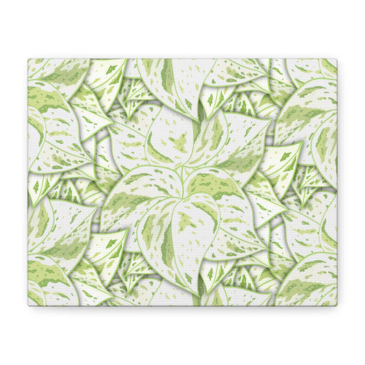 Snow Queen Pothos Pattern Canvas Print – Botanical Wall Art
