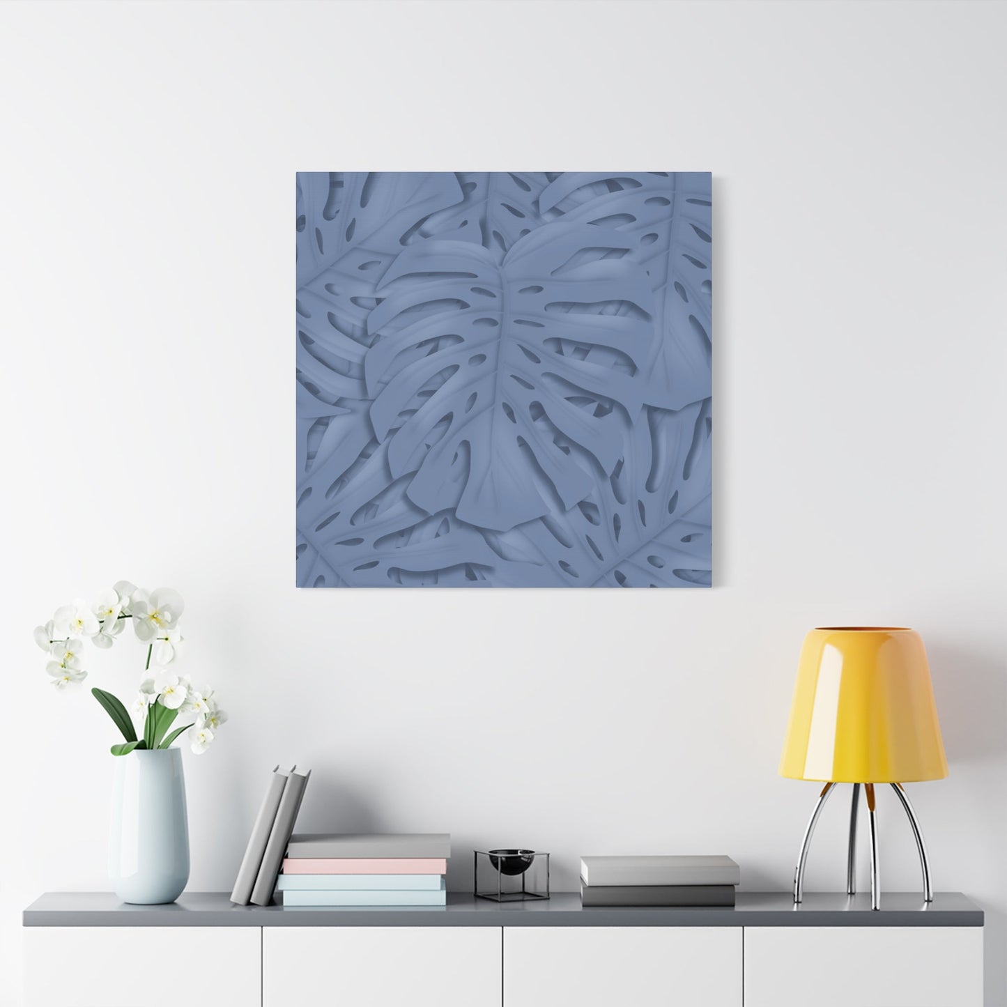 Blue Monstera Canvas Print – Botanical Wall Art