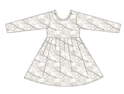 Whiteout: Long Sleeve Skater Dress