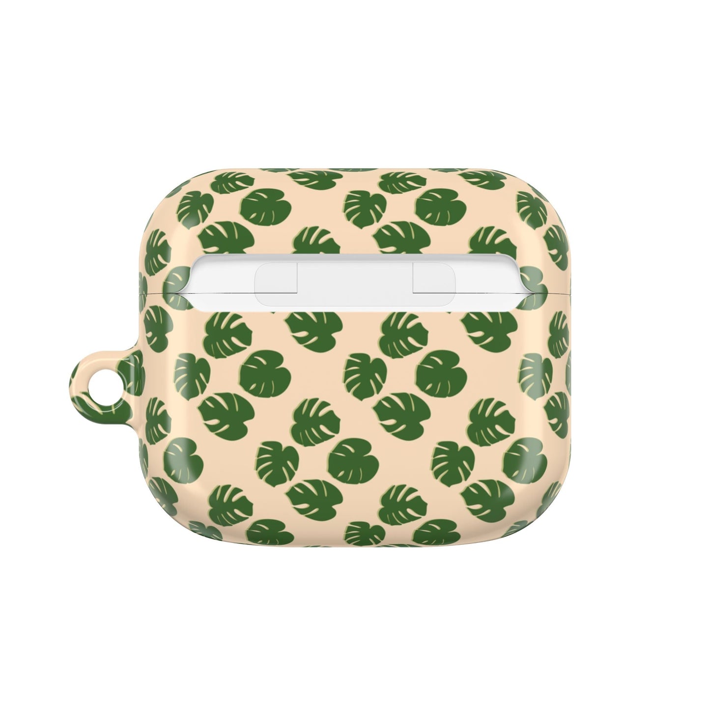 Monstera Pattern Earbud Case – Slim Protective Cover With Carabiner