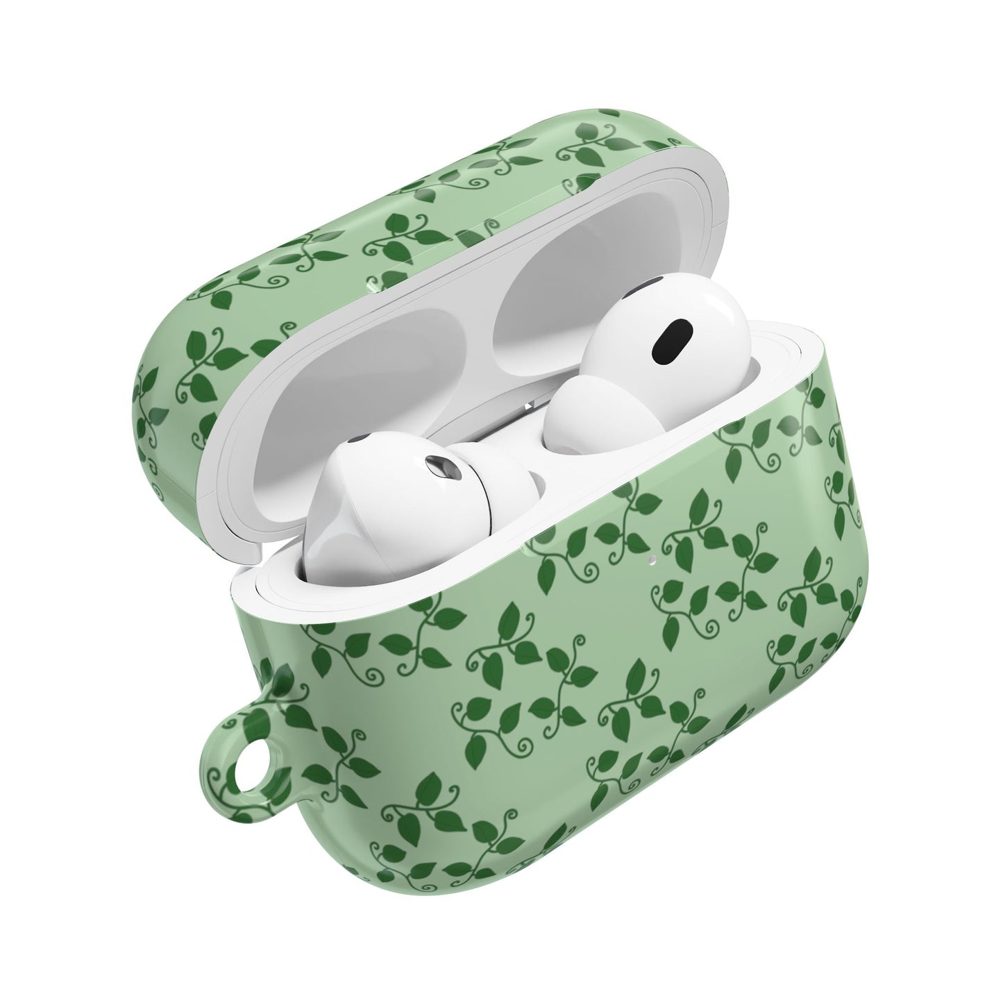 Pothos Pattern Earbud Case – Slim Protective Cover With Carabiner