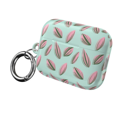 Tradescantia Nanouk Pattern Earbud Case – Slim Protective Cover With Carabiner