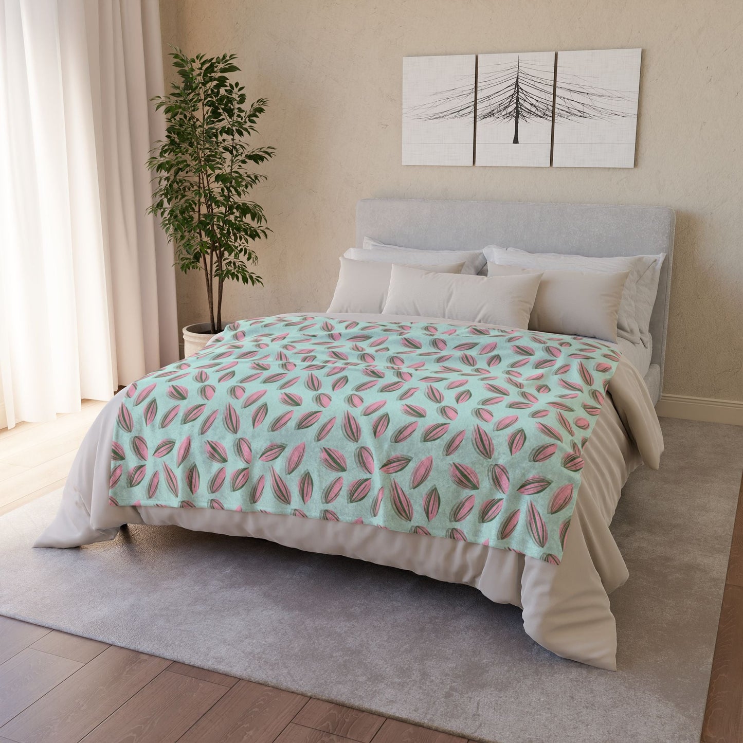 Tradescantia Nanouk Pattern Cozy Fleece Throw Blanket