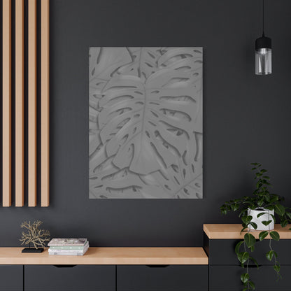 Grey Monstera Canvas Print – Botanical Wall Art