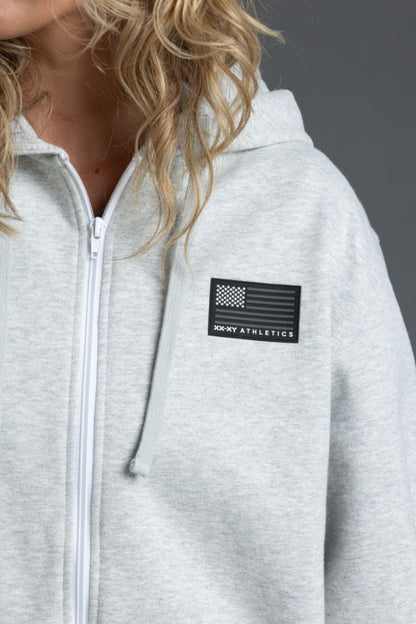 Boyfriend Fit Flag Full Zip Hoodie (XX)