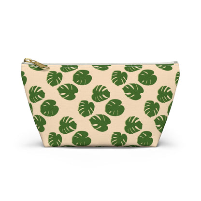 Monstera Pattern Accessory Pouch – Zippered Catch-All With T-Bottom