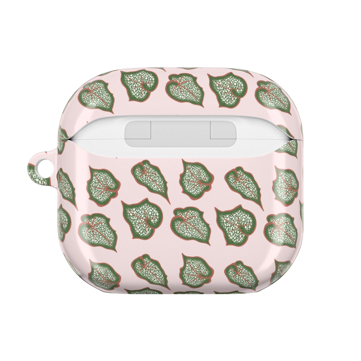 Begonia Pattern Earbud Case – Slim Protective Cover With Carabiner