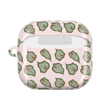 Begonia Pattern Earbud Case – Slim Protective Cover With Carabiner