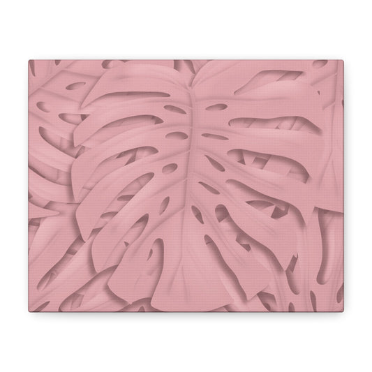 Soft Pink Monstera Canvas Print – Botanical Wall Art