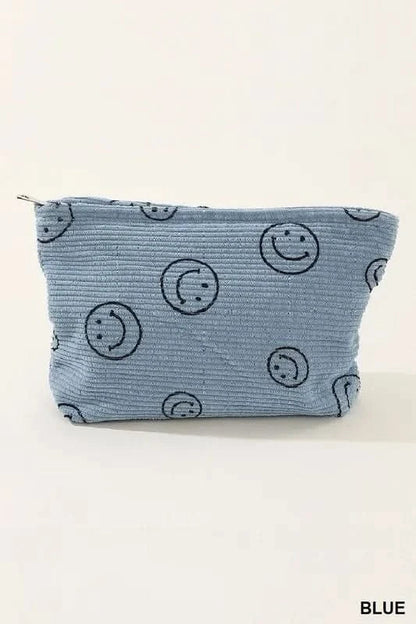 Zenana Corduroy Smile Clutch Bag With Pinstripe Print