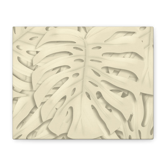 Beige Monstera Canvas Print – Botanical Wall Art