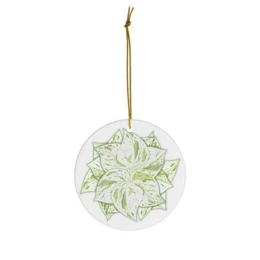 Snow Queen Pothos Ceramic Ornament – Translucent Leaf Holiday Decor