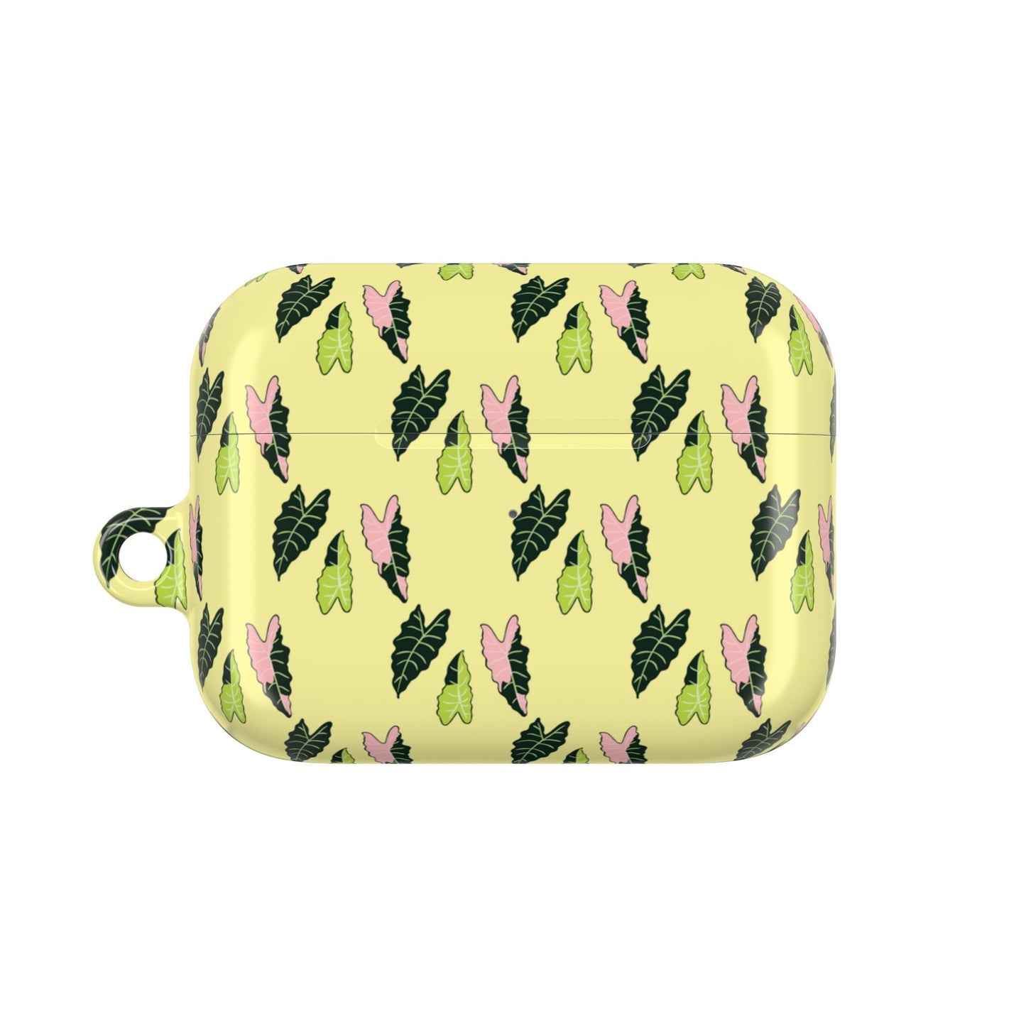 Alocasia Pattern Earbud Case – Slim Protective Cover With Carabiner