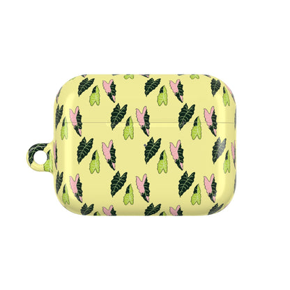 Alocasia Pattern Earbud Case – Slim Protective Cover With Carabiner