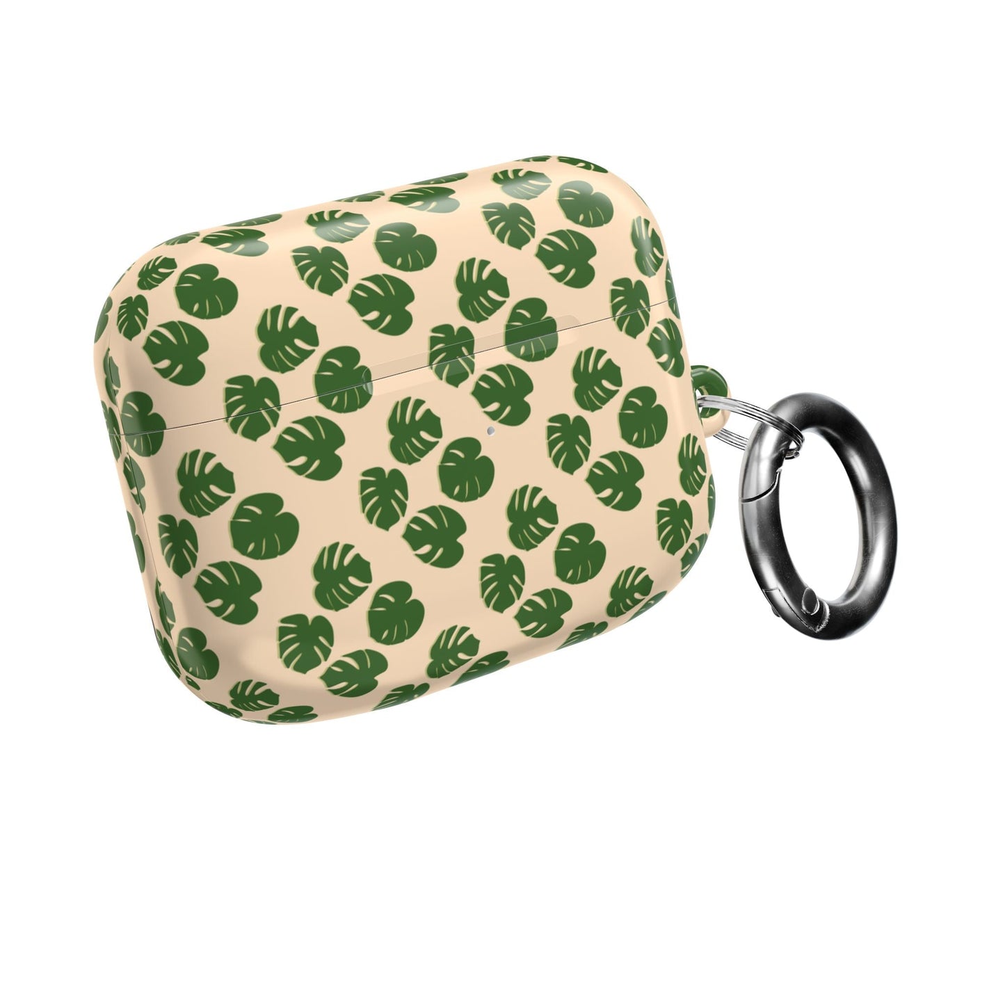 Monstera Pattern Earbud Case – Slim Protective Cover With Carabiner