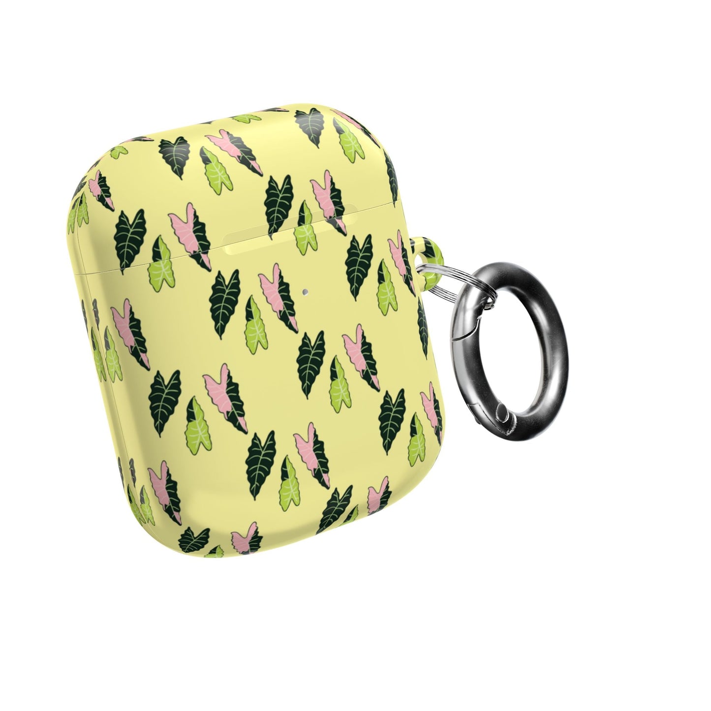 Alocasia Pattern Earbud Case – Slim Protective Cover With Carabiner